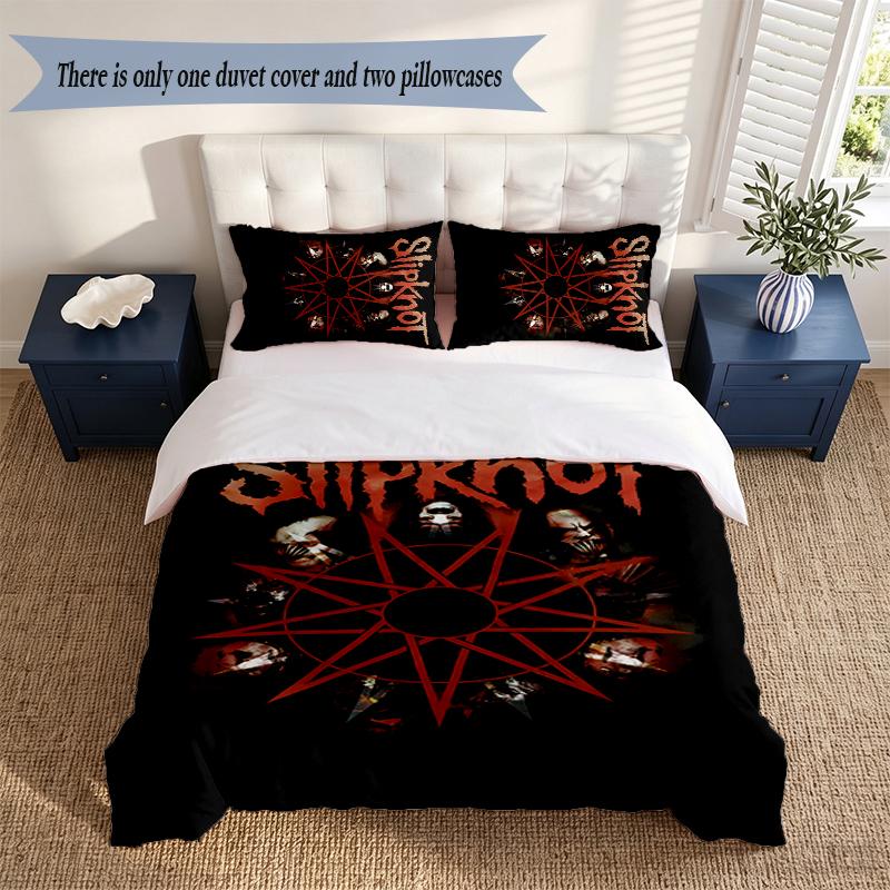 Slipknot 3‑Piece Bedding Set Soft Microfiber Duvet Cover Pillowcases Comfortable Bed Linen for Bedroom Decoration