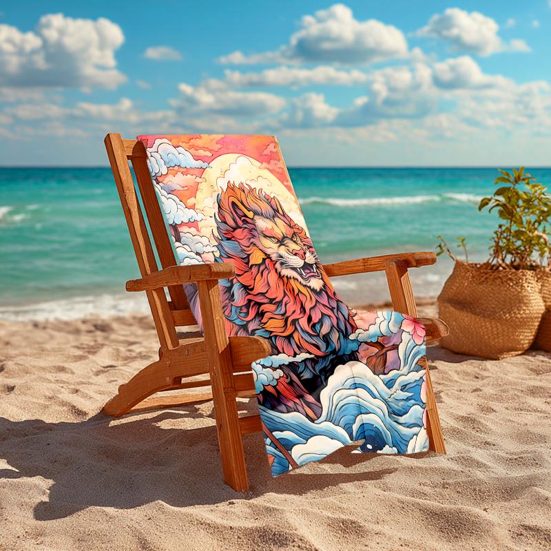 1Pc Lion Amidst Clouds Beach Towel Quick Dry Multiuse For Beach Pool Gym Yoga Home Travel Christmas Halloween Xmas Gift Eg12