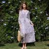 Women's Ruffle V-Neck Floral A-Line Long Dress