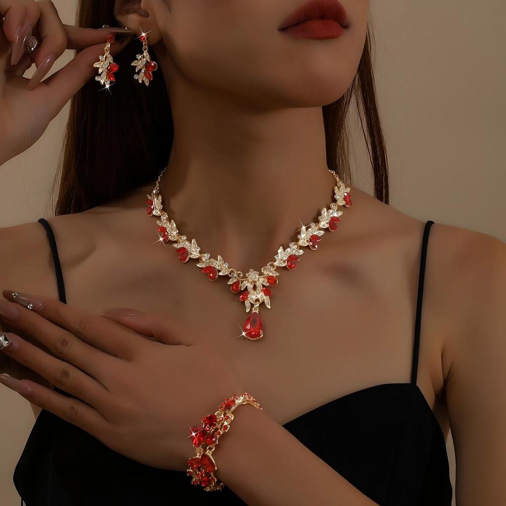 Hochwertiger europäischer Brautschmuck & Schmuckset: Halskette & Ohrringe für Hochzeit