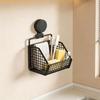 Suction Cup Wall Storage Basket with Iron Wire Frame for Kitchen Bathroom Countertop and Sink Side Storage Use