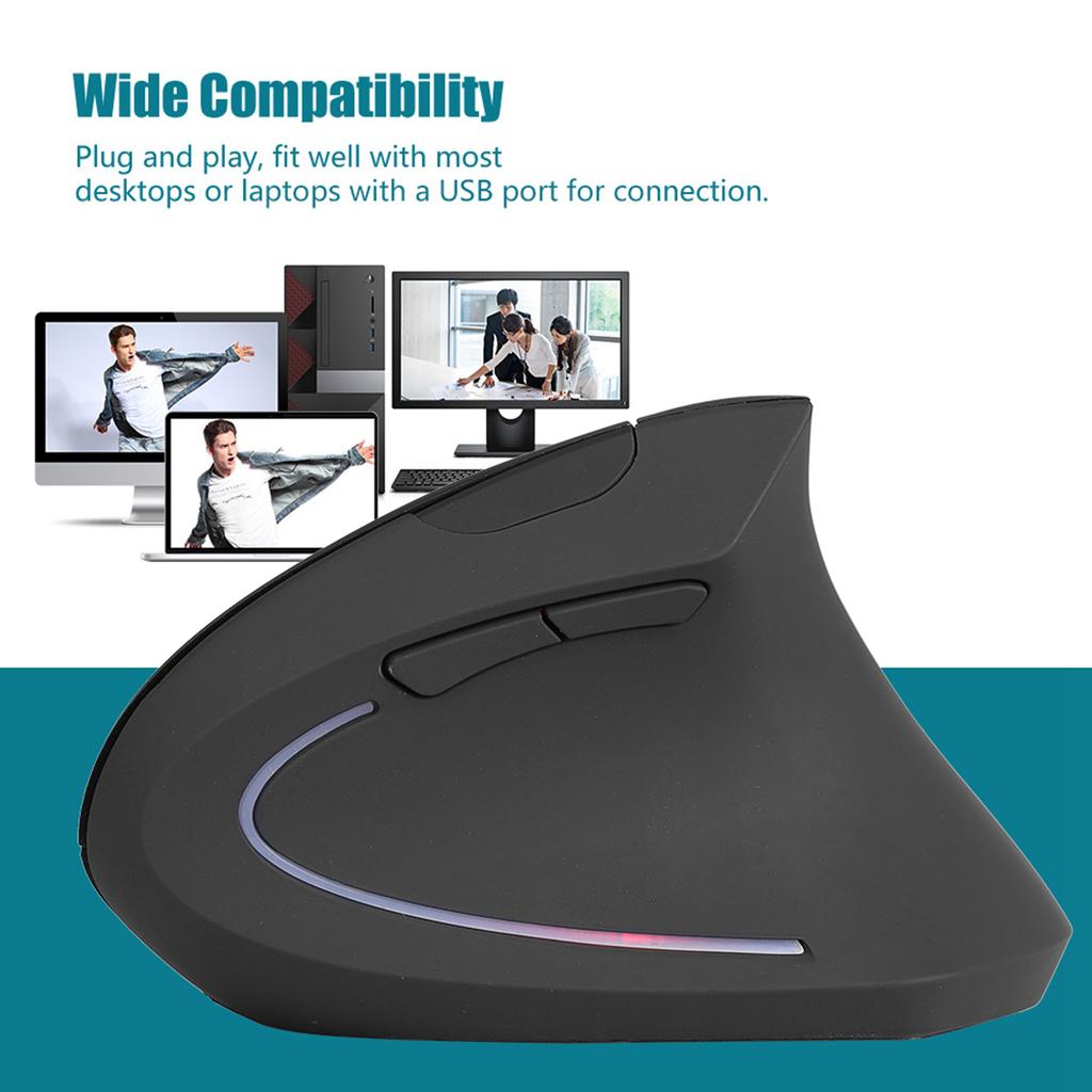 2.4GHz Optical 1600DPI Wireless Ergonomic Vertical Gaming Mouse NOn delay for pc  Laptop Black