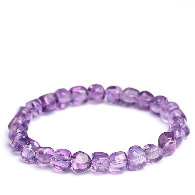 Hongchu Crystal Natural Amethyst Sugar Bean Bracelet  Ice-clear Light Amethyst Sugar Bean Bracelet Loose Beads