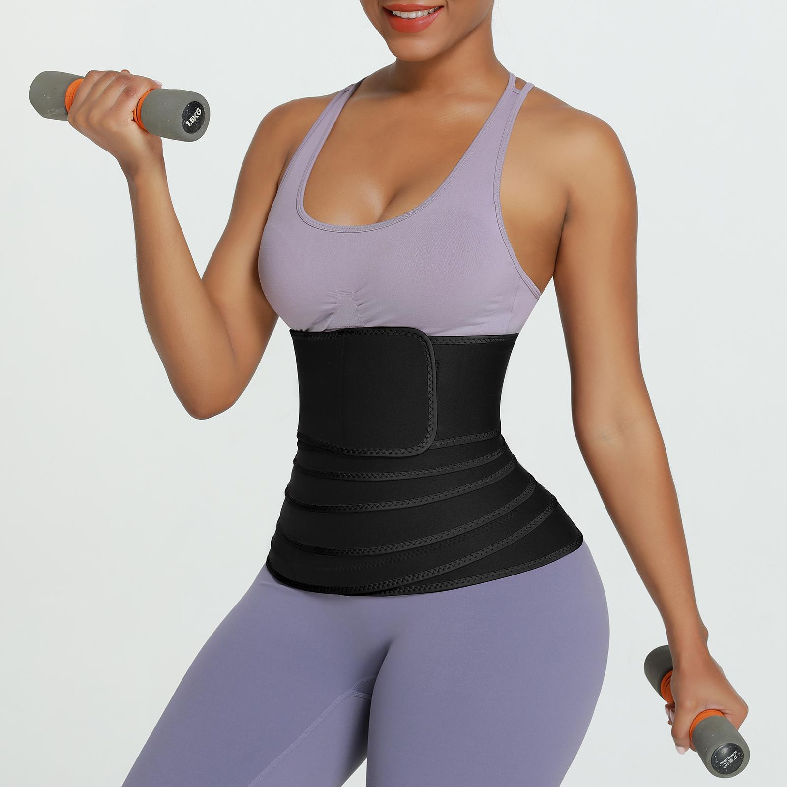 HEXIN Waist Trimmer Belly Tummy Control Fat BurningTummy Wrap Slimming Belt Elastic Waist Trainer Wrap Shaper OS