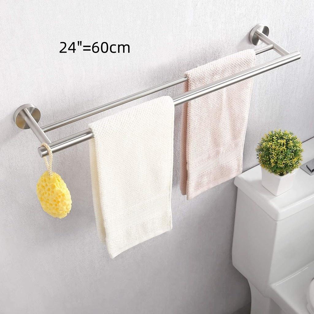 Bathroom Rustproof Towel Rack SUS 304 Stainless Steel Wall Mount Towel Holder Household Double Towel Rod
