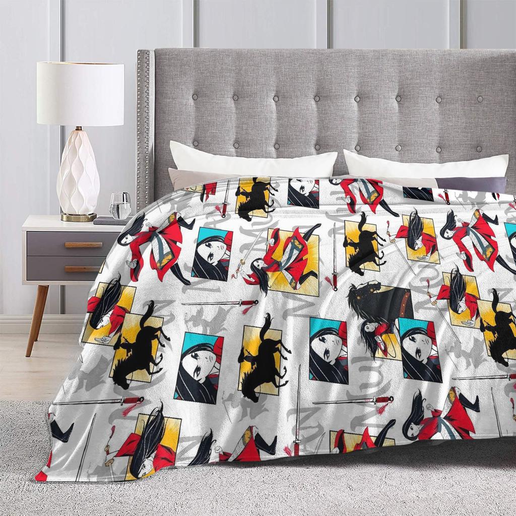 Mulan Mushu Flannel Blanket Winter Super Warm Bedding Throws for Kids Home Decor Graphic Bedspread Sofa Bed Cover