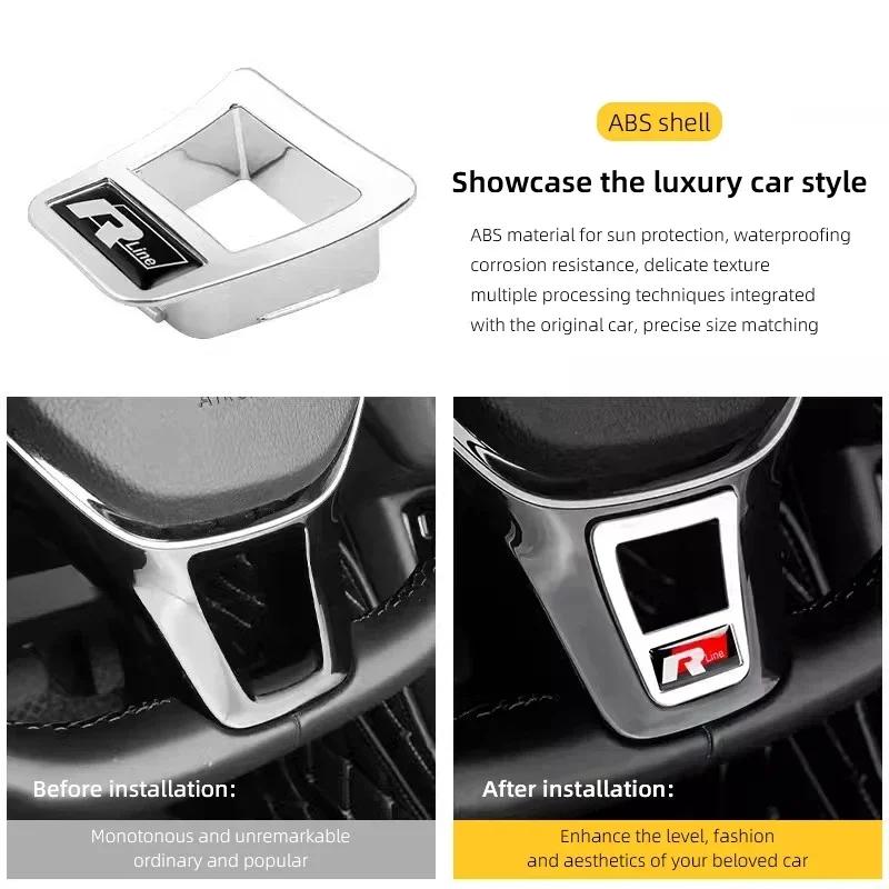 Emblems Volkswagen R Emblem Zinc Alloy Car Steering Wheel Trim Buckle For VW Golf Polo GTI Tiguan CC Passat Variant Jetta Santan zf6