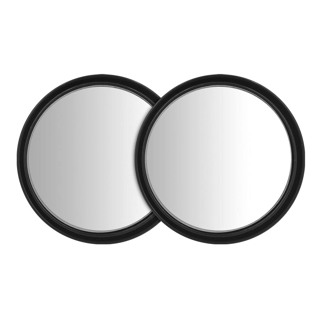 BOROLA Set of 2 Round Car Blind Spot Mirrors Auxiliary Mirrors 360 Degree Angle Adjustable Wide View (Black)
