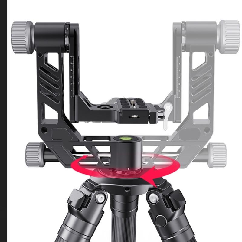 Adjustable Camera Gimbals Tripod Head With Elevations Functions And 100mm Quick Release Platform For Widely Use