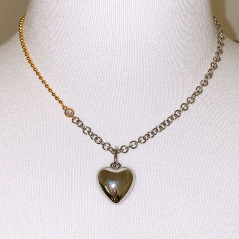 Ozel Bold Layered Combi Heart Pendant Necklace PB115N