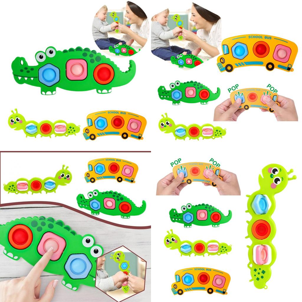 Bubble Pop Fidget Toy Crocodile, Caterpillar, And School Bus