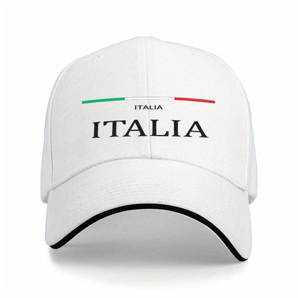 Italia Typography Baseball Cap Polyester Casual Adjustable Snapback Hat for Unisex Adults