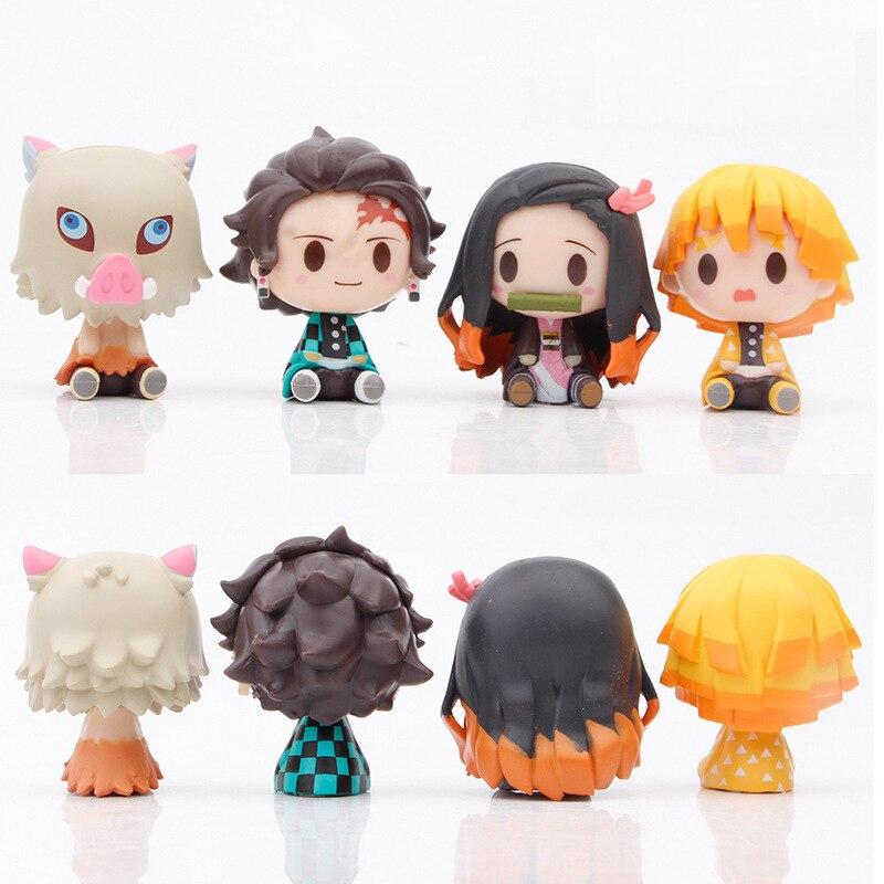 Set Demon Slayer Kamado Tanjirou  Agatsuma Zenitsu Action Figure Anime Model Pvc Statue Collectible Toy