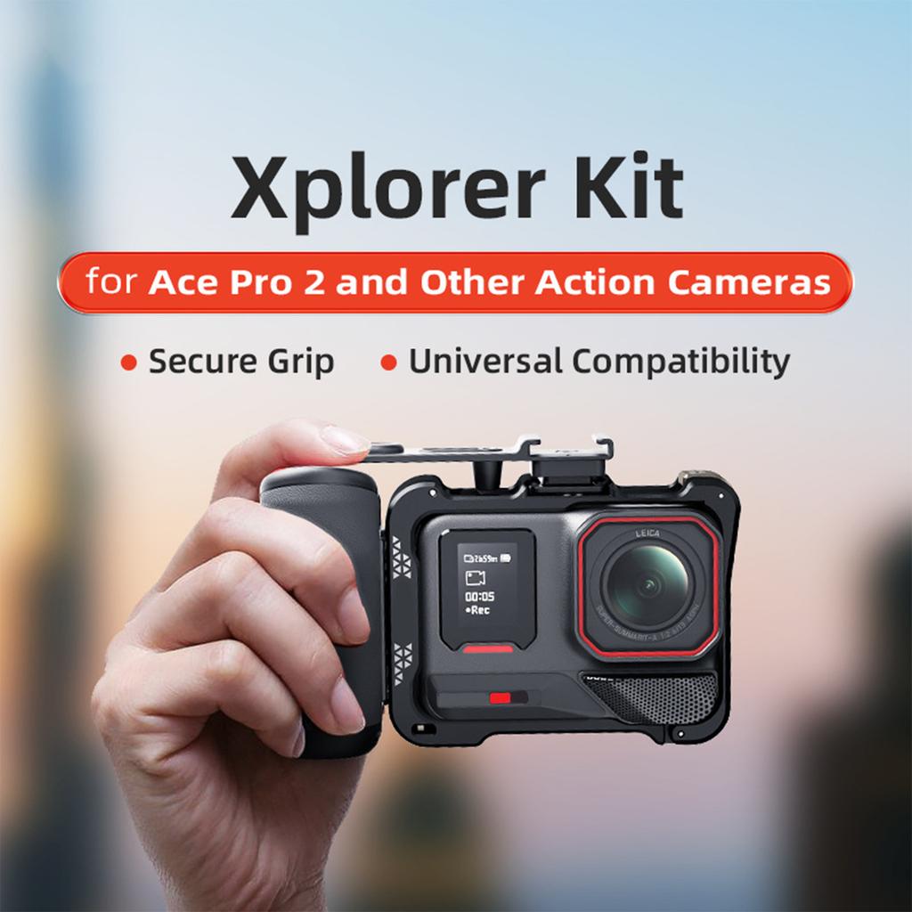 Pro Insta360 Ace Pro 2/GoPro Hero 13 ABS Rukojeť kamery s tlačítkem spouštěče Rukojeť pro pouliční fotografii Prodlužovací držák kamery