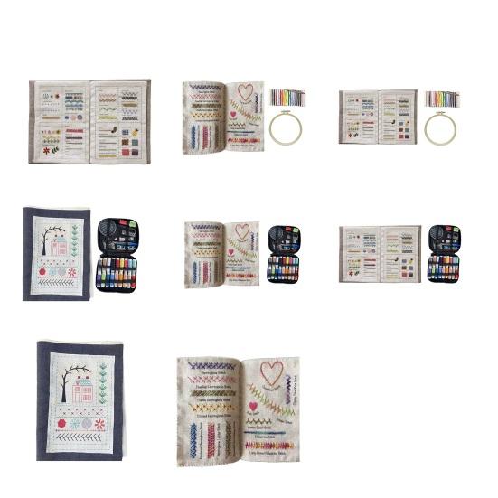 DIY Przewodnik Referencyjny do Haftu ze Stronami z Tkaniny Książka Ściegów Zestaw Startowy Nici do Haftu Igły Nożyczki Haft