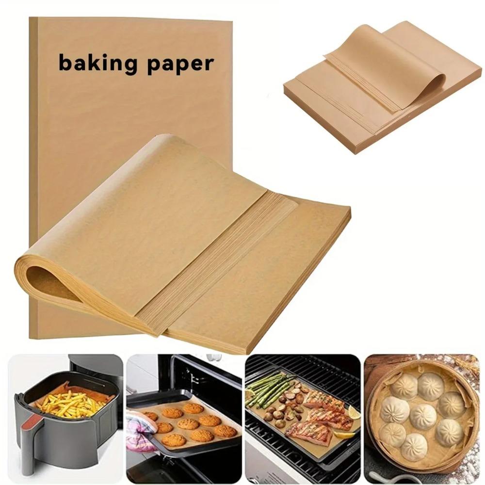 50Pcs Unbleached Baking Parchment Paper Sheets for Air Fryer Oven Grill Non Stick Cake Bread Cookies Pizza Roasting Healthy