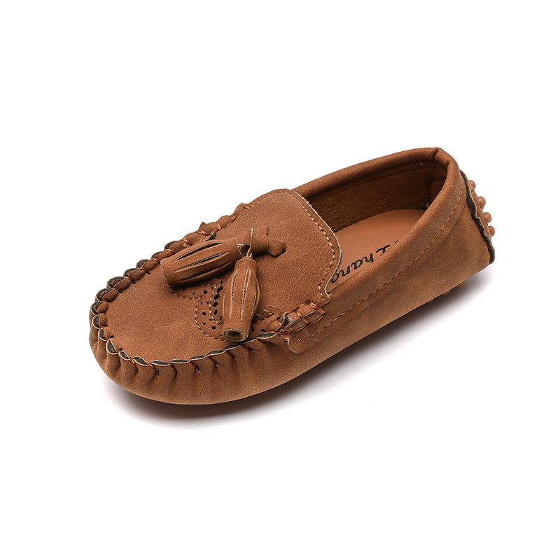 Children'S Colors Boys Casual Leather Shoes Kids Loafers Peas Shoes Toddler Slipon Soft Bottom Boat Shoes Moccasin Of Baby Y
