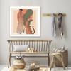Square Poster Art Prints Boho Abstract Woman and Leopard Snake Nordic Retro Sun Face Mind Canvas Painting Living Room Home Decor