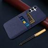 For Samsung Galaxy A55 5G Case with Dual Card Holder Cloth Texture Phone Cover