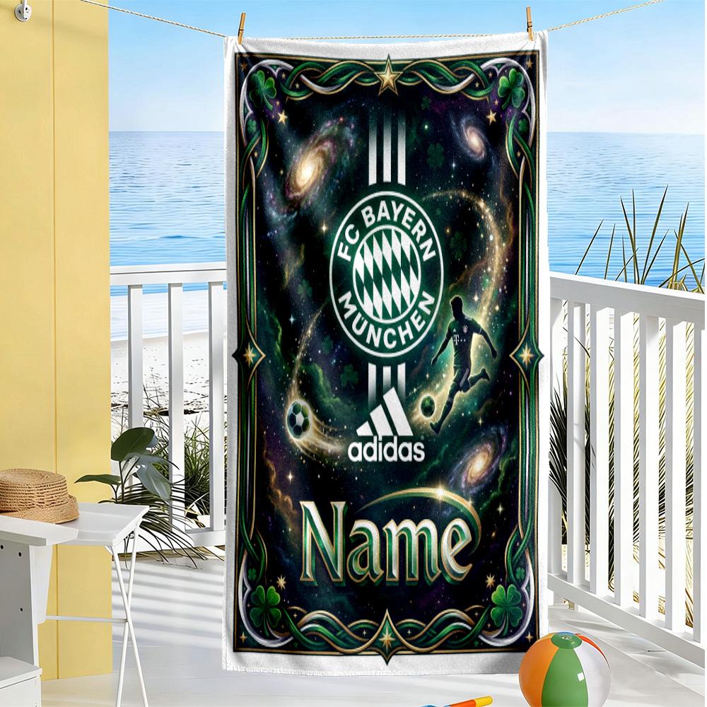 Fc Bayern Munich Fan Gear Customizable Name Beach Towel Super Soft Microfiber Quickdry Fabric