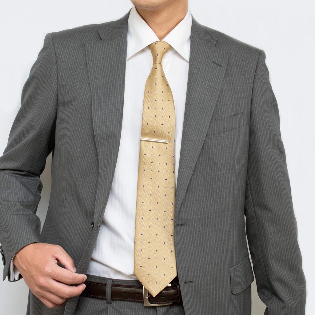 Tabarat Tie Made In Brass with Knurling and Alligator Claws Men's Clip, Japan, (Silver)