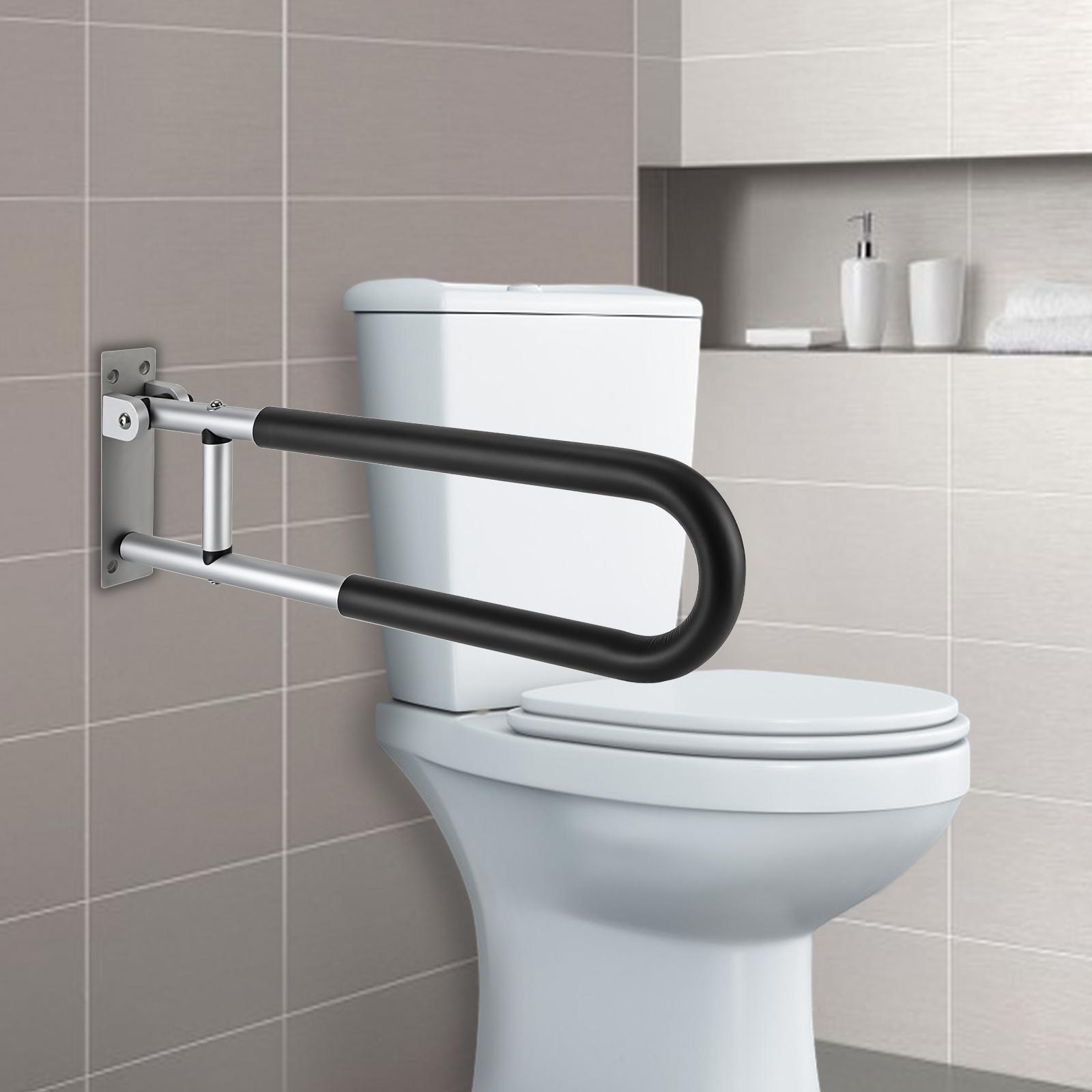 23.6 in Foldable Shower Bathroom Accessories,Handrail Grab Bars, Wall Mounted Toilet Safety Support for Elderly Seniors Disabled nero
