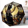 1pc Egyptian Cat Auto Open/close, All-Season Portable Folding Umbrella for Women & Men, Travel, Everyday, Formal Events - Compact Luxury Parasol, Outd