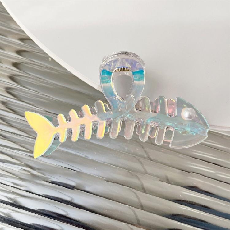 Nacreous Fish Bone Hair Clip Slip Resistant Design Lightweight Hairpin For Women Girls Soft Feel Wear