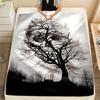 1pc Gothic Skull Tree Print Flannel Blanket - Soft and Warm Throw for Couch, Sofa, Office, Bed, Camping, and Travel