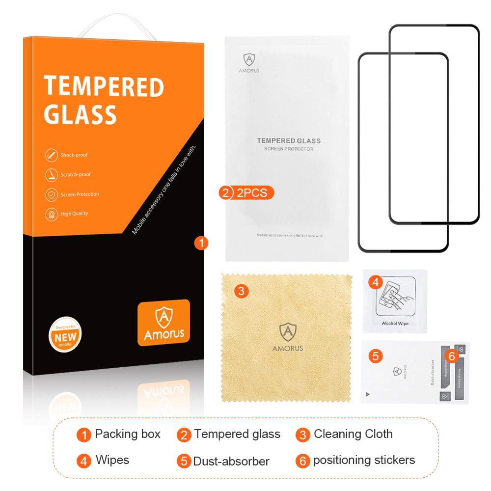 AMORUS 2Pcs For Xiaomi Redmi K70E 5G/Poco X6 Pro 5G Screen Protector Tempered Glass Full Glue Film