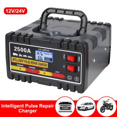 Chargeurs de batterie de stockage 6A/24V 8A/12V Réparation d'impulsions intelligente Pour batteries au plomb-acide Chargeurs de batterie de voiture Affichage numérique 220W