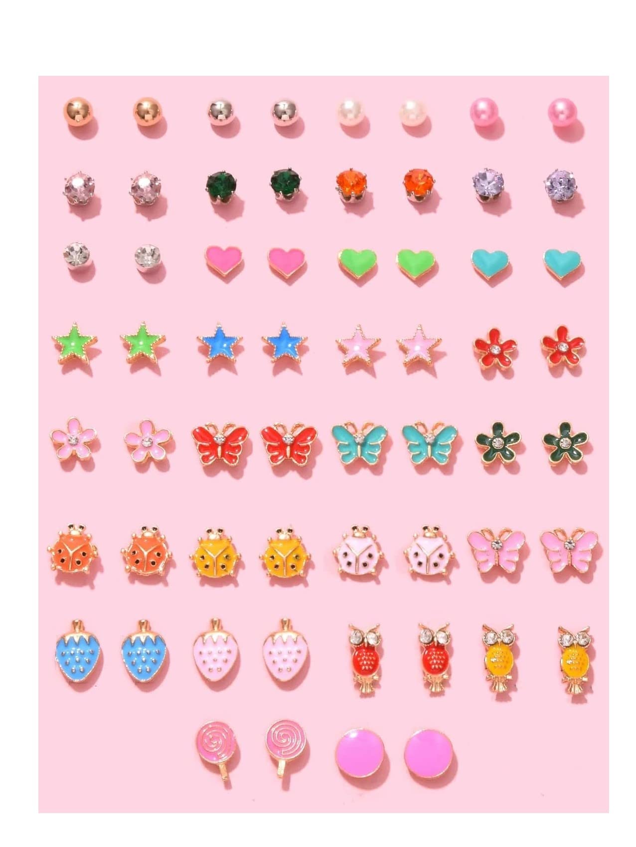 

Accessories Stud Earrings Girl Girl Children Kids Girls Unicorn Heart Star Rhinestone Studded 30 Pairs 60 Pieces