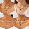 Summer Fashion Heart Cherry Fruit Pendant Necklace With Adjustable Chain For Women