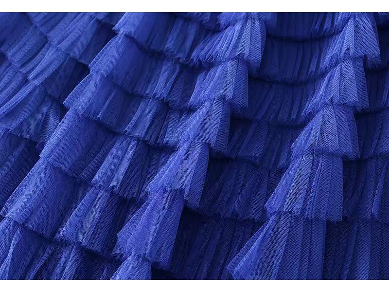 Women's Layered Mesh Gauze Pleated High Waist Long Skirt - Spring & Autumn Style