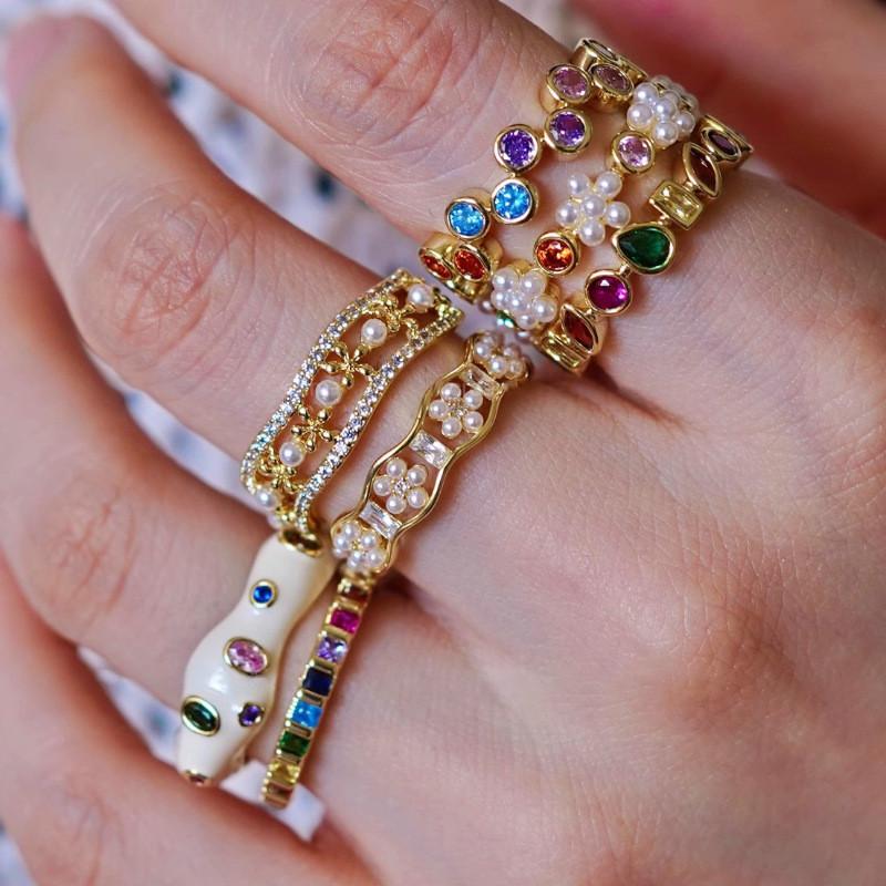 Crafted Beautifully Adjustable Copper Ring With Radiant Rainbow Colors For Womens Style