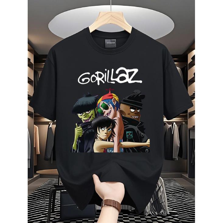 Local Store, Men S T-Shirts, Men S Shirts, Men S Clothing, T-Shirts for Men, Men S T-Shirt, Gorillaz Rock Band, Black and White T-Shirt 180g, Musical S чёрный
