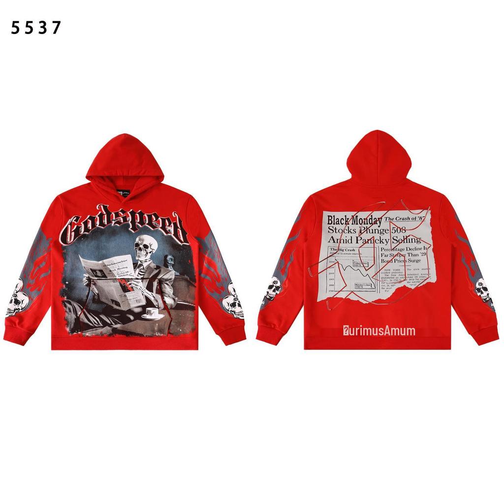 25ss Retro American Trend Washed Hip Hop Hoodie - Autumn/Winter