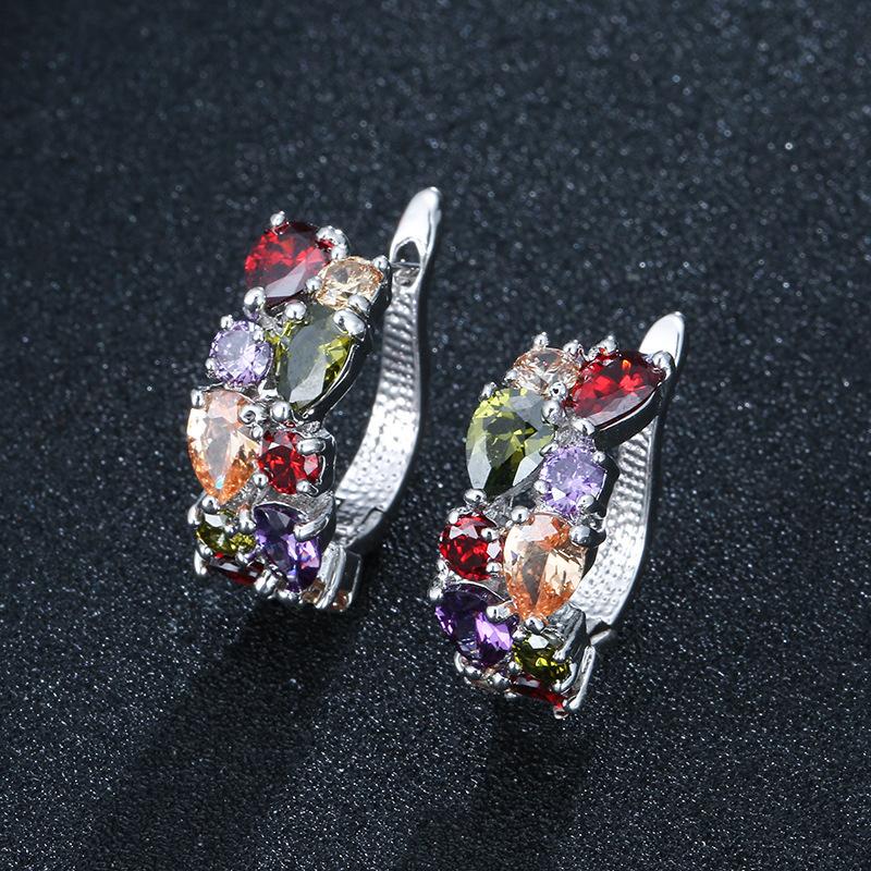 Stud Earrings Women's Colorful Zircon Earrings Cute European and American Simple Ear Buckle Trinkets Women