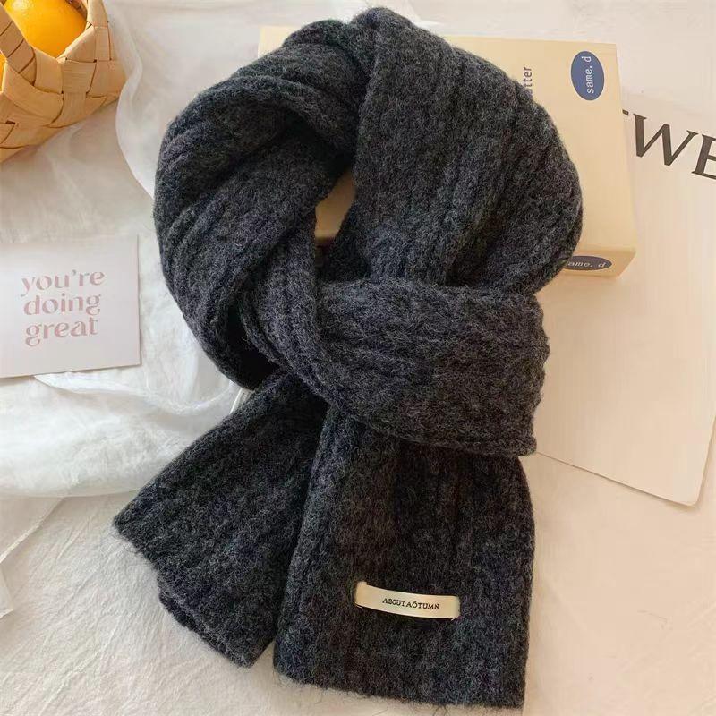 Wool Blended Knitted Scarf Women'S Winter Korean Version Soft Waxy Fashion Versatile Warm Student Couple Autumn And Winter Men