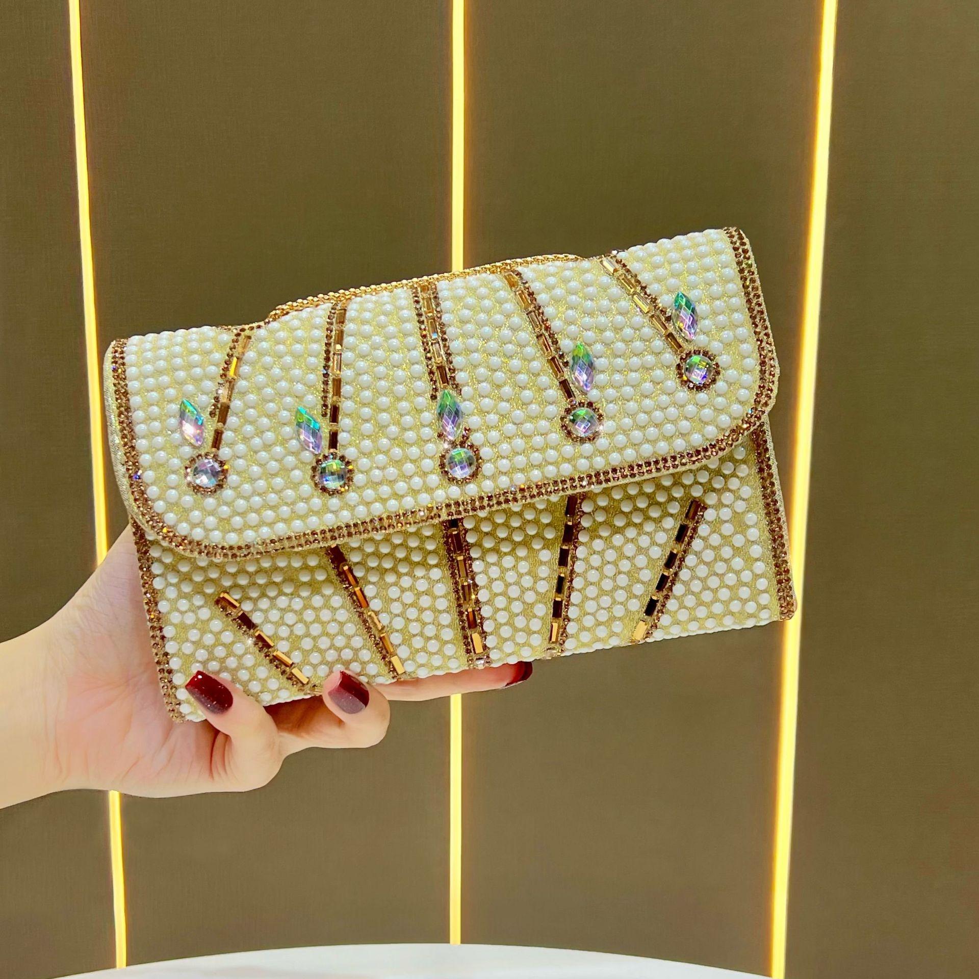 

Hand-held Small Square Bag with Rhinestones, Single-shoulder Women s Bag, Cross-body Bag Worn Across The Shoulder золотой