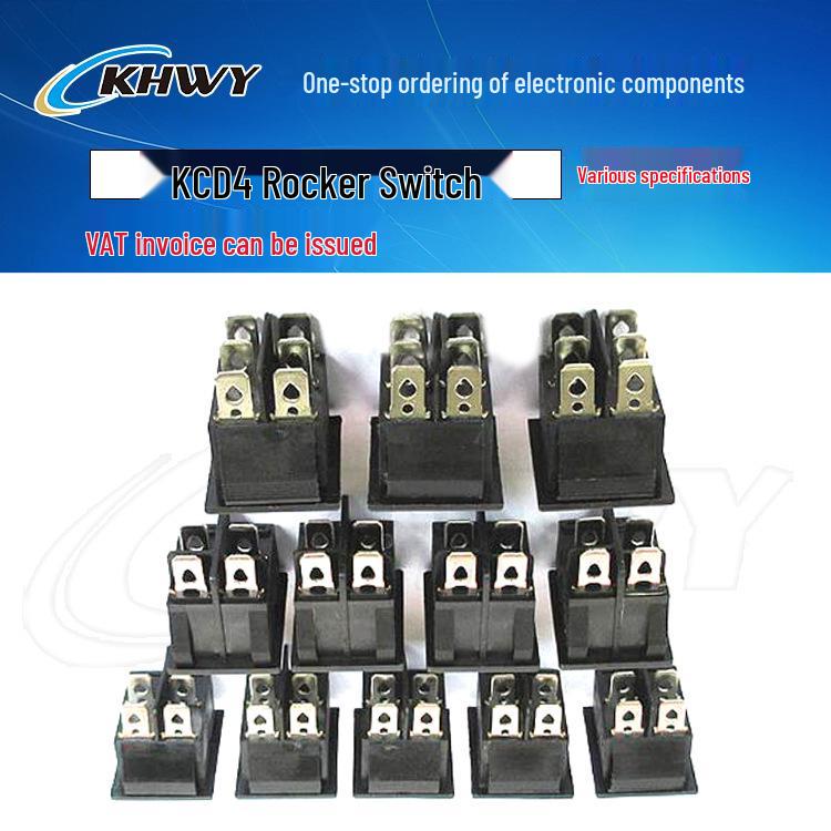 Rocker Power Reset Switch, 16A 250V, 4/6-Pin, 2/3-Position with Light, KCD4 Boat Shape