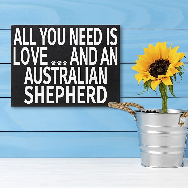 JennyGems Australian Shepherd Gifts, All You Need is Love and an Australian Shepherd Wooden Sign, Aussie Dog Mom, Made i 8  x 6  x 1.5