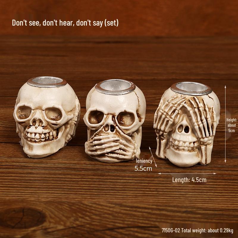 Cross-Border Halloween Skull Resin Decoration: Spooky Tabletop & Foyer Ornament Gift