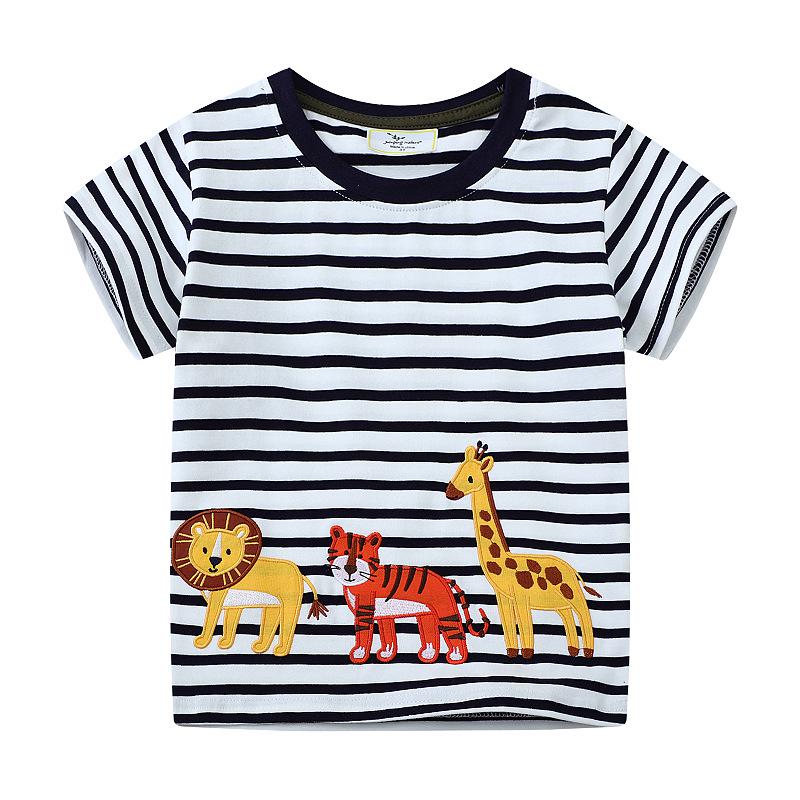 Boys Cartoon Striped Cotton Short-Sleeve T-Shirt - Stylish & Versatile Summer Wear 80-90CM