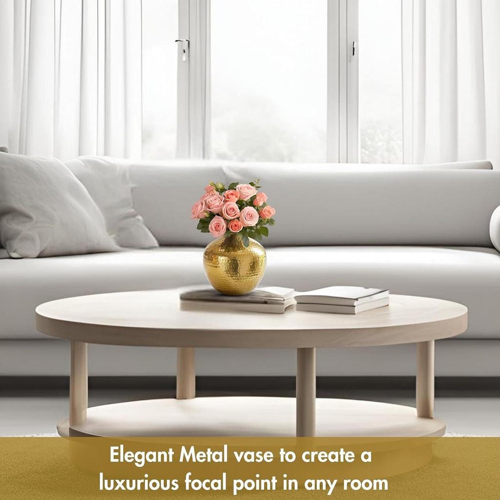 Metal Flower Vase For Home Decor | Table Decorative Item For Bedroom Living Room Office | Best Gift