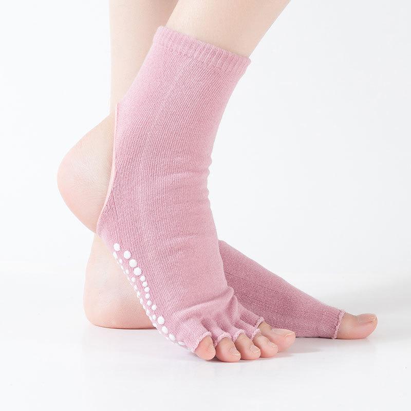 Women's Yoga Sports Anti Slip Toe and Heel Exposed Mid Calf Socks