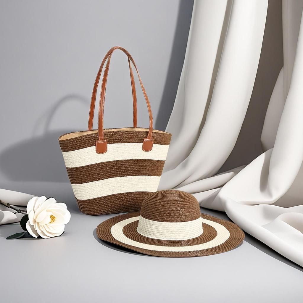 Trendy French One-Shoulder Straw Tote: Large-Capacity Woven Beach & Vacation Handbag for Women