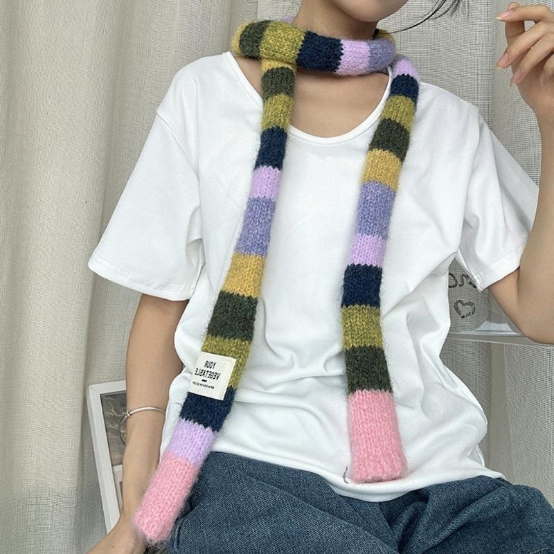Colorblocks Striped Scarf Soft Comfortable Scarves Autumn Winter Neckerchief for Autumn and Winter Comfortable
