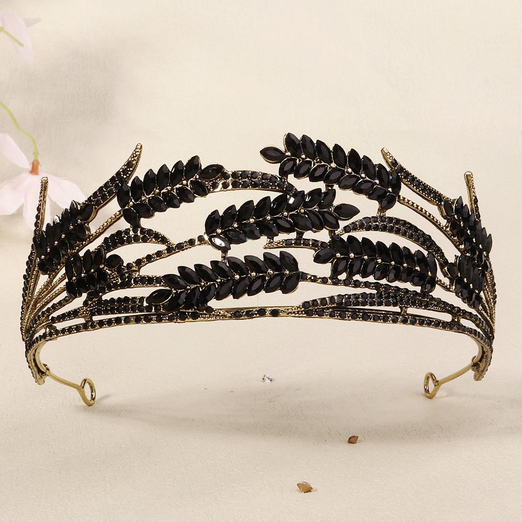 Halloween Jewelry Rhinestone Alloy Crown Holiday Party Dance Dress Headdress High-end Black Crown