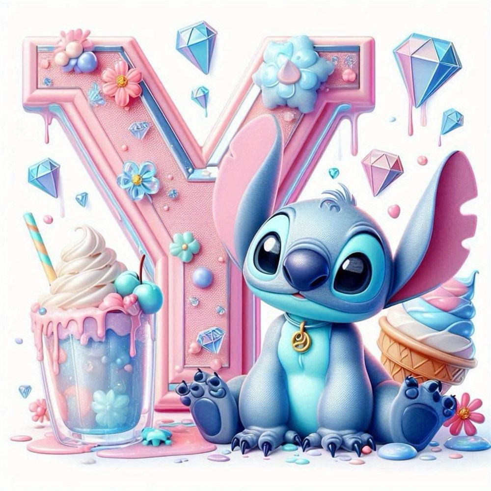 Disney Bordado de Diamantes Punto Mosaico de Dibujos Animados Novedad 26 Letras Pintura Imagen de Pedrería Helado Decoración Habitación Infantil